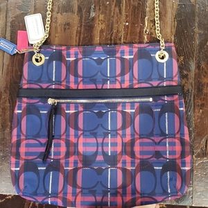 Coach poppy tartan plaid crossover purse